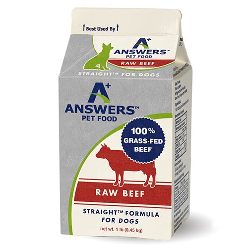 Answers Pet Food Detailed Formula Beef Raw Frozen Dog Food 4 lb Carton