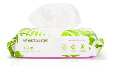 Earth Rated - 100 Certified Compostable Dog Lavender Grooming Wipes