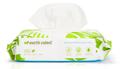 Earth Rated - 100 Certified Compostable Dog Unscented Grooming Wipes