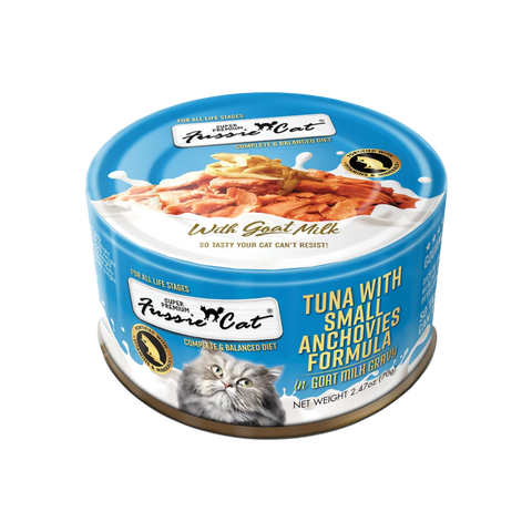 Fussie Cat - Premium Tuna with Small Anchovies in Goat's Milk  - Wet Cat Food - 2.47oz