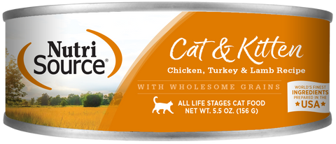 NutriSource - Cat & Kitten Chicken, Turkey & Lamb Recipe - Wet Cat Food - 5.5oz