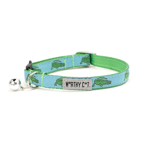 The Worthy Dog - Alligators Blue Cat Collar