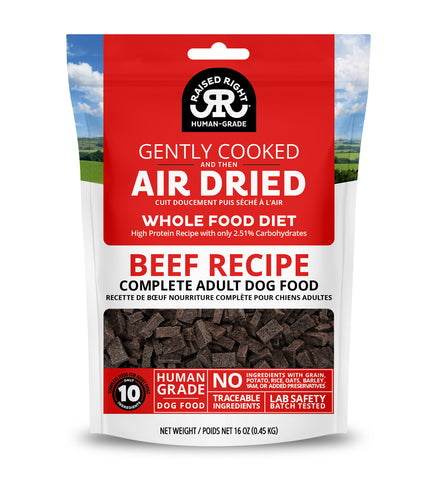 Raised Right -  Original Beef Recipe - Air-Dried Dog Food - 16oz