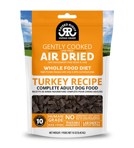 Raised Right -  Original Turkey Recipe - Air-Dried Dog Food - 16oz
