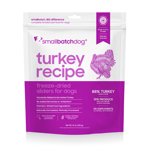 Small Batch - Turkey Sliders - Freeze-Dried Dog Food - Various Sizes
