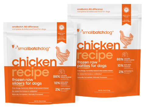 Small Batch - Chicken Batch Sliders - Raw Dog Food - 3 lb (Local Delivery Only)