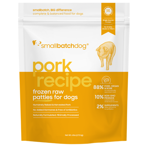 Small Batch - Pork Batch Patties - Raw Dog Food - 6 lb (Local Delivery Only)