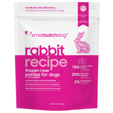 Small Batch - Frozen Rabbit Batch Patties - Raw Dog Food - 6 lb (Local Delivery Only)
