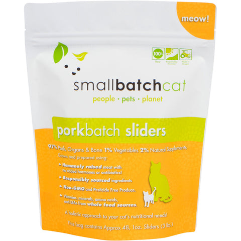 Small Batch - Frozen Pork Batch Sliders - Raw Cat Food - 3 lb (PRE-ORDER-Local Delivery Only)