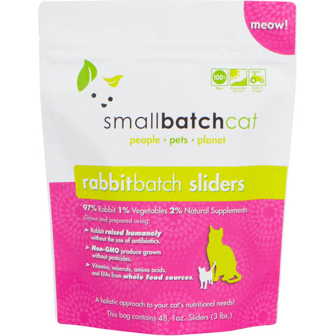 Small Batch - Frozen Rabbit Batch Sliders - Raw Cat Food - 3 lb (Local Delivery Only)