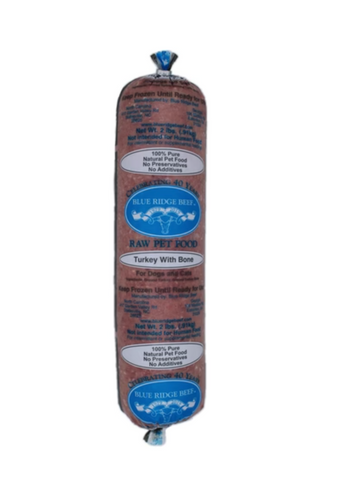 Blue Ridge Beef - Frozen Turkey with Bone Chub - Raw Dog Food - 2 lb (Local Delivery Only)