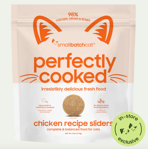 Small Batch - Frozen Perfectly Cooked Chicken - Gently Cooked Cat Food - 2 lb (Local Delivery Only)