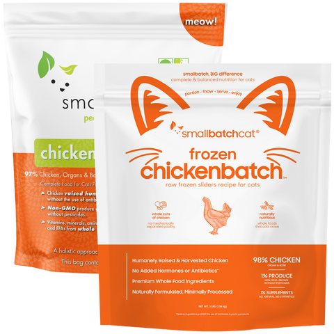 Small Batch - Frozen Chicken Batch Sliders - Raw Cat Food - Various Sizes (Local Delivery Only)