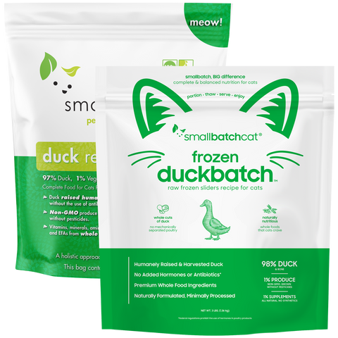 Small Batch - Frozen Duck Batch Sliders - Raw Cat Food - 3 lb (Local Delivery Only)