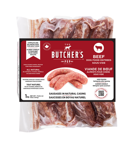 The Butcher's Pup - Beef Sous-Vide Sausages - Gently Cooked Dog Food - 1 lb (Local Delivery Only)