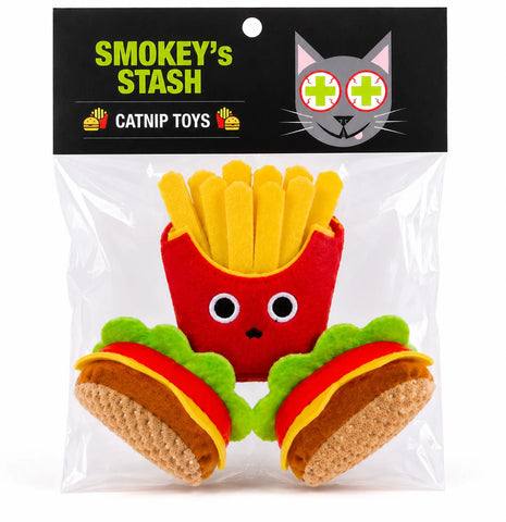 Smokey's Stash - Catnip Filled Burgers & Fries Combo Cat Toy