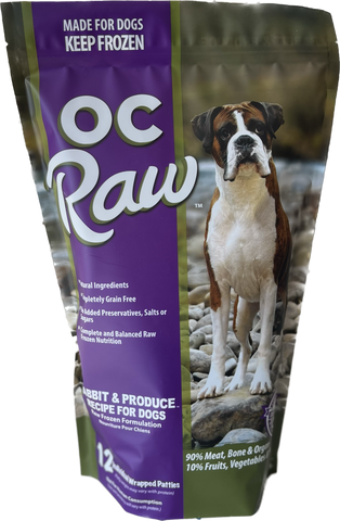 OC Raw - Frozen Rabbit & Produce Patties - Raw Dog Food - 6 lb (Local Delivery Only)