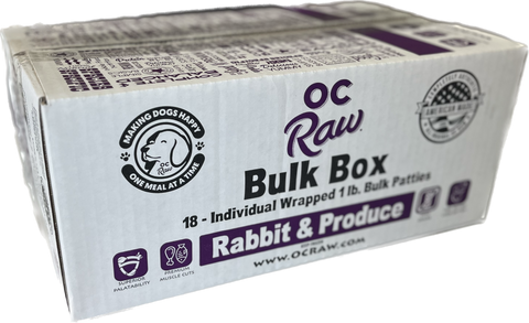 OC Raw - Frozen Rabbit & Produce Patties Bulk Box - Raw Dog Food - 18 lb (PRE-ORDER-Local Delivery Only)