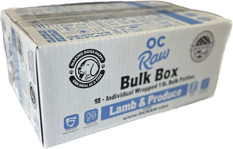 OC Raw - Frozen Lamb & Produce Patties Bulk Box - Raw Dog Food - 18 lb (PRE-ORDER-Local Delivery Only)