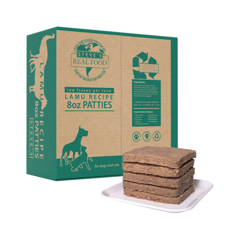 Steve's Real Food - Lamu Lamb Emu Patties - Raw Dog Food -  14 lb (PRE-ORDER-Local Delivery Only)