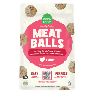 Open Farm - Turkey & Salmon Freshly Crafted Meatballs - Frozen Dog Food - Various Sizes