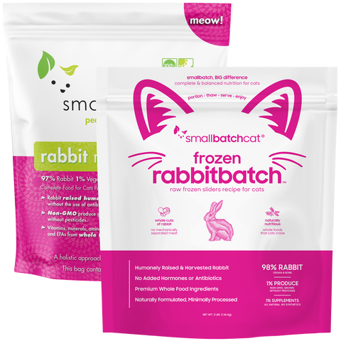 Small Batch - Frozen Rabbit Batch Sliders - Raw Cat Food - 3 lb (Local Delivery Only)