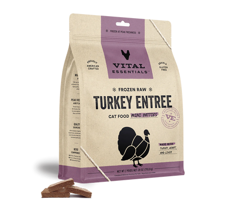 Vital Essentials - Turkey Entree Mini Patties - Raw Cat Food - 28 oz