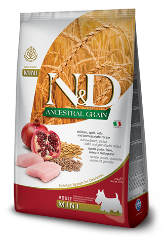 Farmina - N&D Ancestral Grain Chicken & Pomegranate Adult Mini - Dry Dog Food - Various Sizes