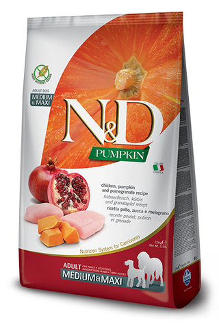 Farmina - N&D Pumpkin, Chicken & Pomegranate Adult Medium & Maxi - Dry Dog Food - Various Sizes