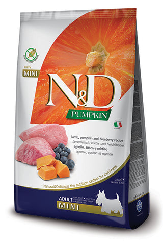 Farmina - N&D Pumpkin, Lamb & Blueberry Adult Mini - Dry Dog Food - Various Sizes