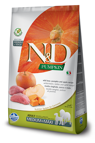 Farmina - N&D Pumpkin, Boar & Apple Adult Medium & Maxi - Dry Dog Food - Various Sizes