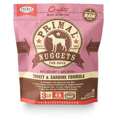 Primal - Turkey & Sardine Nuggets - Raw Dog Food - 3 lb (Hillsborough County FL Delivery Only)