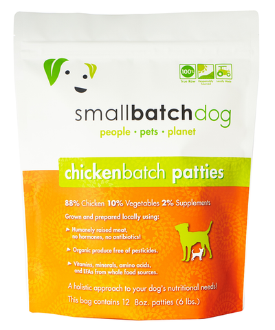 Small Batch - Chicken Batch Patties - Raw Dog Food - 6 lb (Hillsborough County FL Delivery Only)