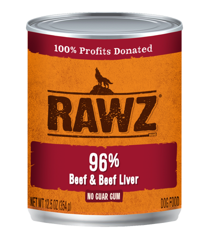 RAWZ - 96% Beef & Beef Liver - Wet Dog Food - 12.5 oz