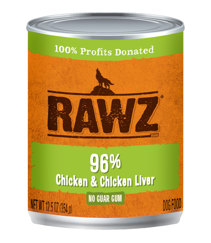 RAWZ - 96% Chicken & Chicken Liver - Wet Dog Food - 12.5 oz
