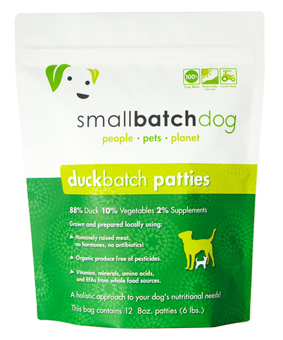 Small Batch - Frozen Duck Batch Patties - Raw Dog Food - 6 lb (Local Delivery Only)