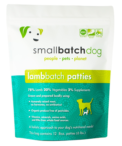 Small Batch - Frozen Lamb Batch Patties - Raw Dog Food - 6 lb (Local Delivery Only)