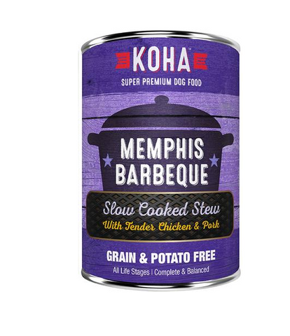 KOHA - Memphis Barbeque with Tender Chicken & Pork Slow Cooked Stew - Wet Dog Food - 12.7 oz