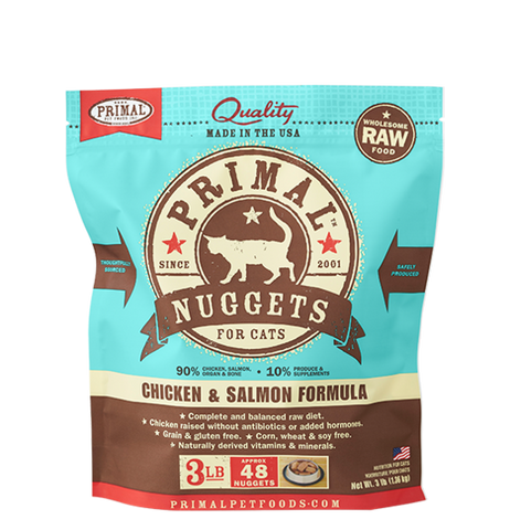 Primal - Chicken & Salmon Nuggets - Raw Cat Food - 3 lb (Hillsborough County FL Delivery Only)