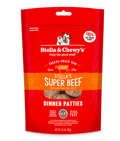 Stella & Chewy's - Stella's Super Beef Dinner Patties - Freeze-Dried Dog Food - Various Sizes