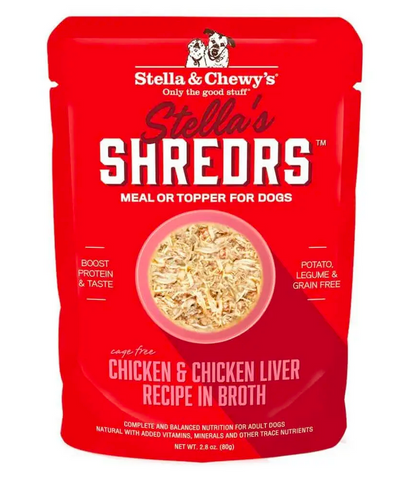 Stella & Chewy's - Shredrs Chicken & Chicken Liver in Broth - Wet Dog Food - 2.8oz