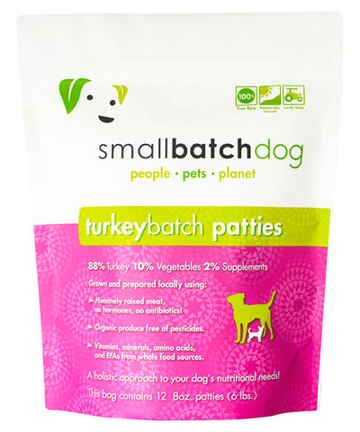Small Batch - Turkey Batch Patties - Raw Dog Food - 6 lb (Hillsborough County FL Delivery Only)