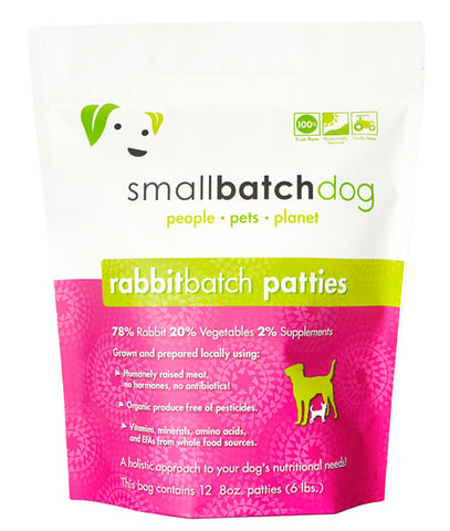 Small Batch - Frozen Rabbit Batch Patties - Raw Dog Food - 6 lb (Local Delivery Only)